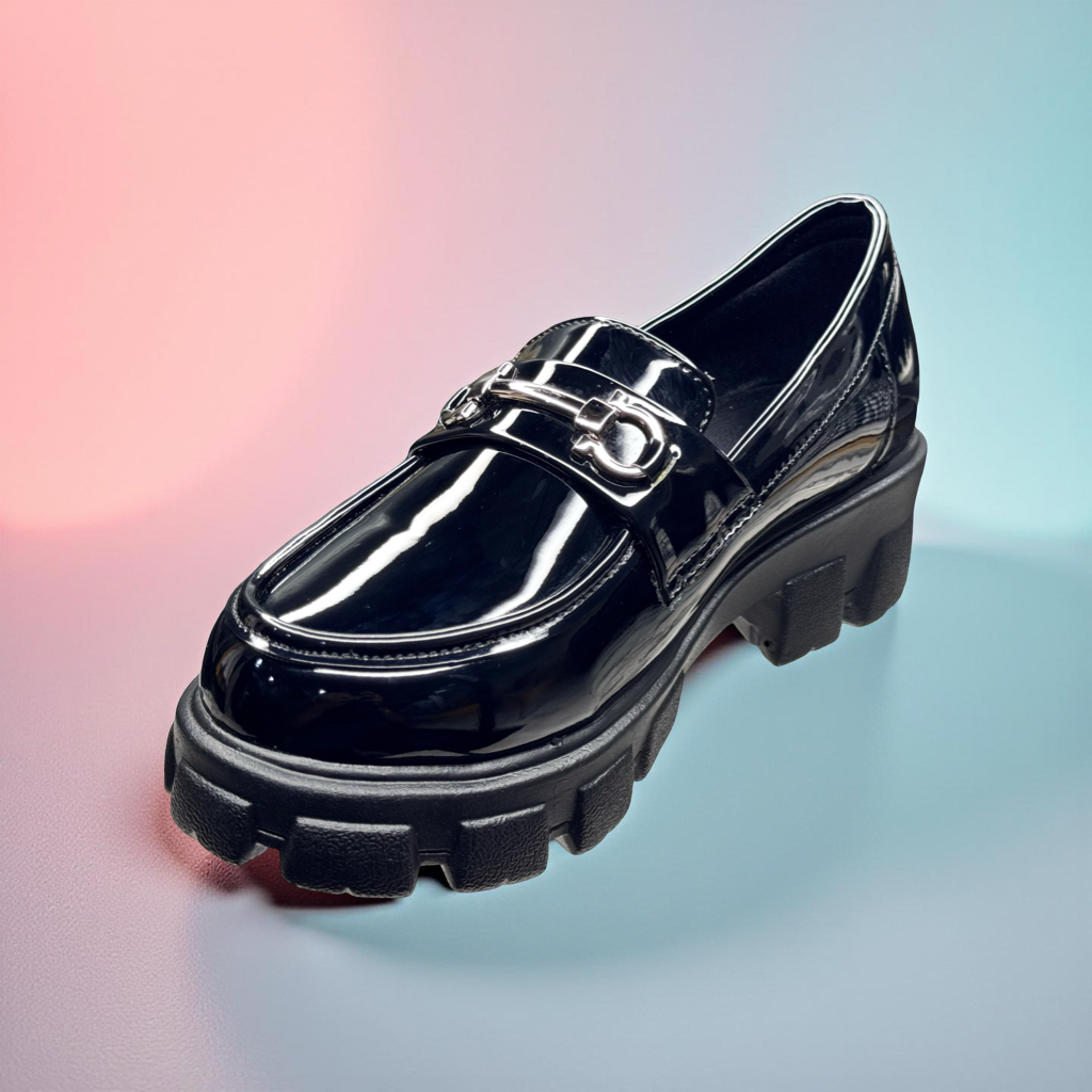 Asho Urban Luxe Chunky Loafers – Glossy Patent Finish