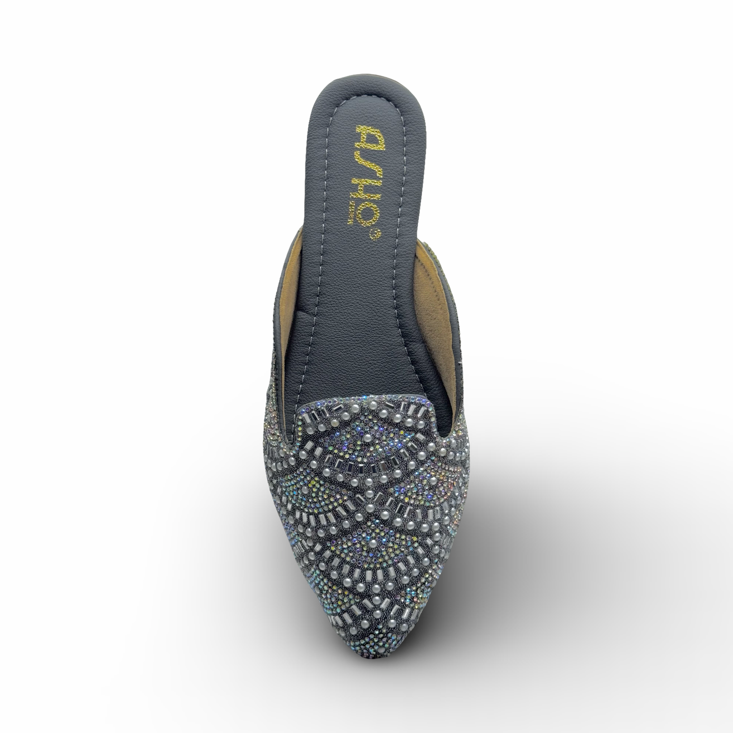 Asho Women’s Crystal & Pearl Work Ethnic Slip-On Mules