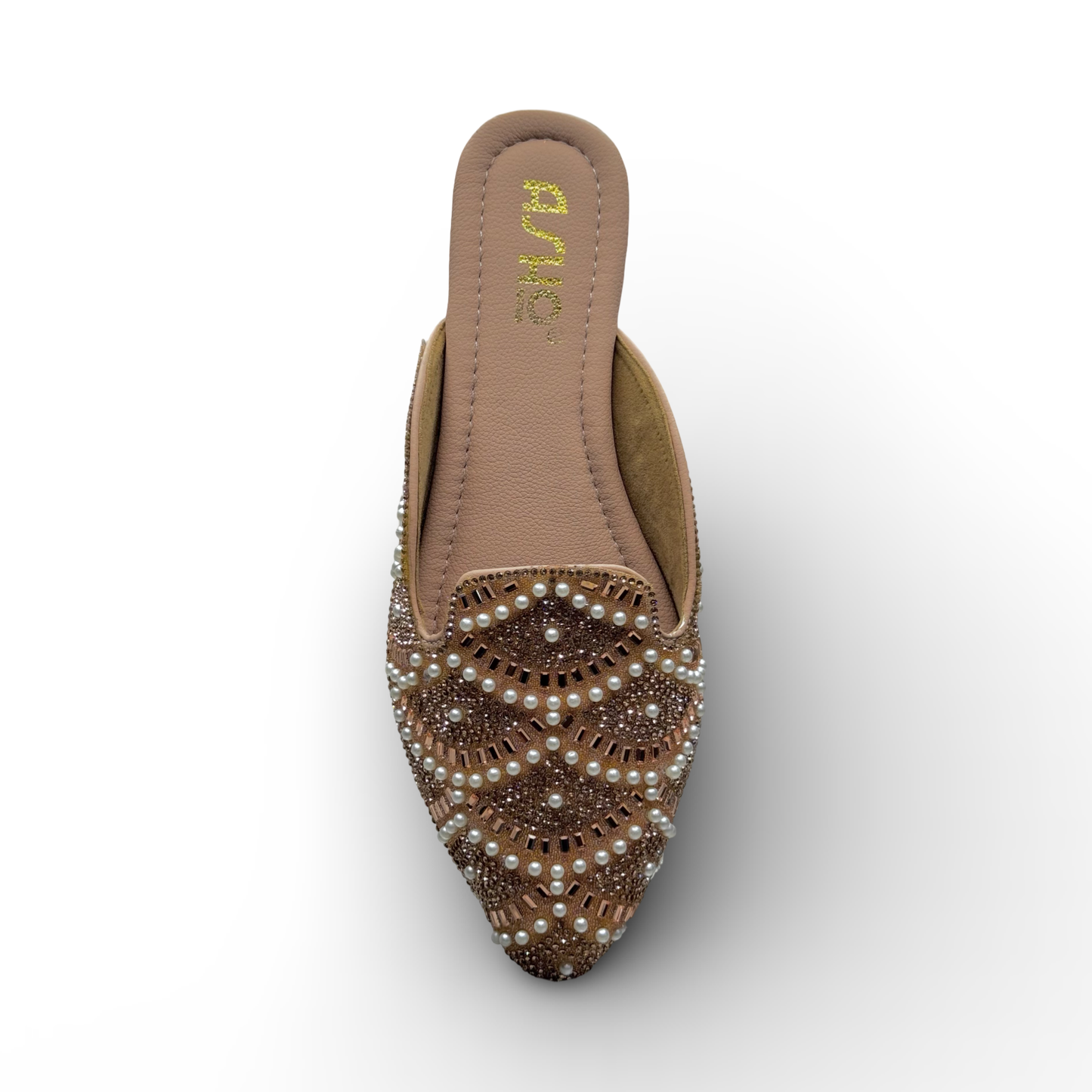 Asho Women’s Crystal & Pearl Work Ethnic Slip-On Mules