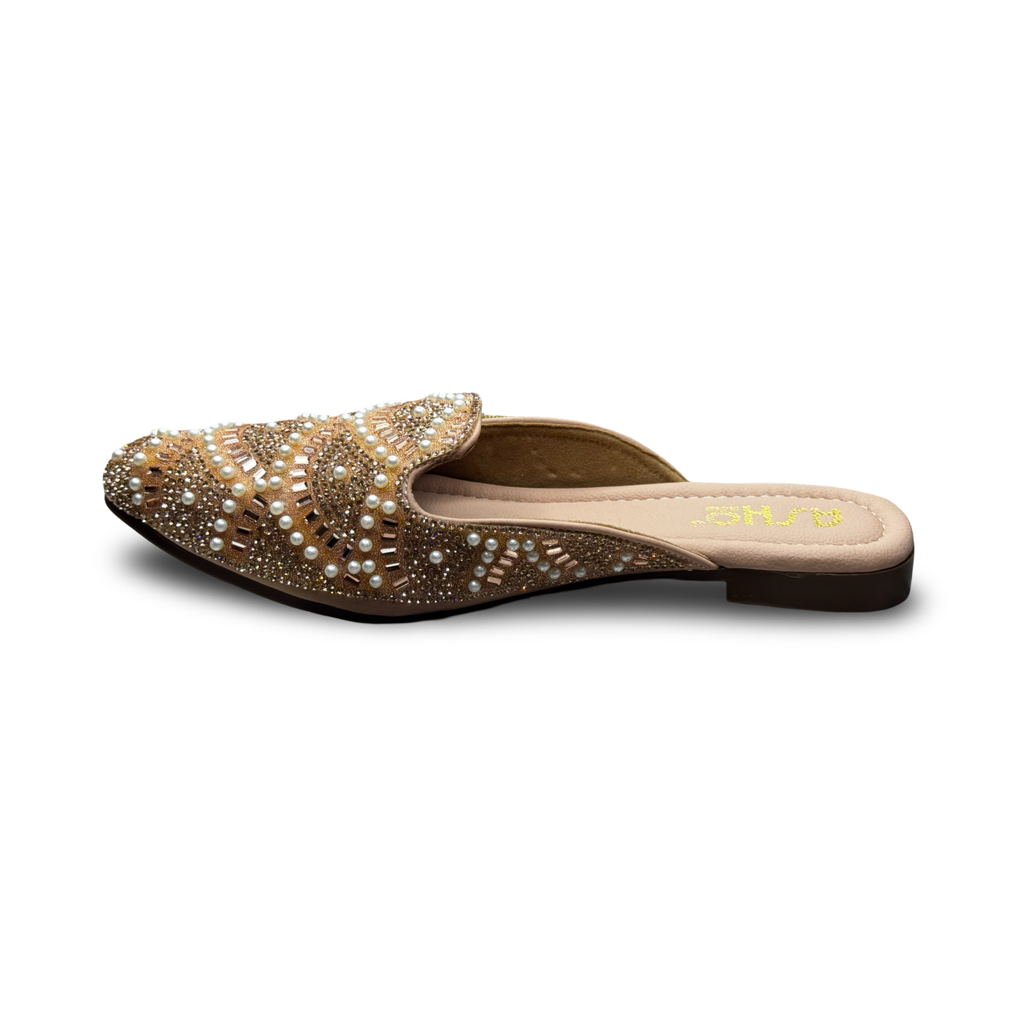 Asho Women’s Crystal & Pearl Work Ethnic Slip-On Mules