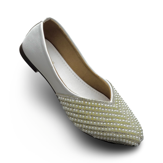 Asho Women’s Pearl Embellished Ethnic Ballerina Flats