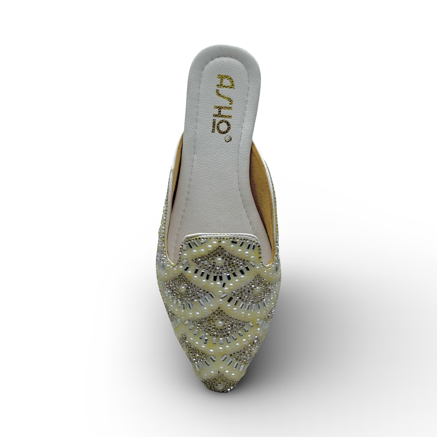Asho Women’s Crystal & Pearl Work Ethnic Slip-On Mules