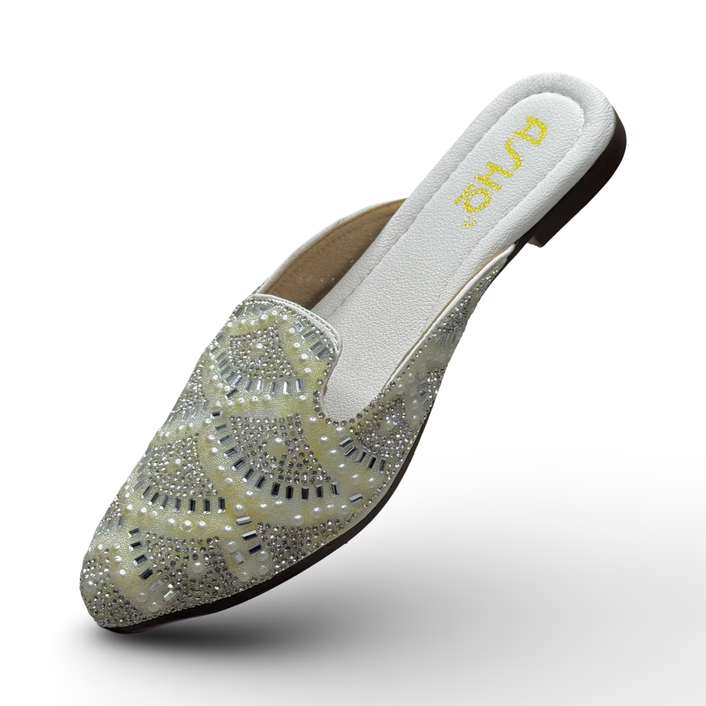 Asho Women’s Crystal & Pearl Work Ethnic Slip-On Mules